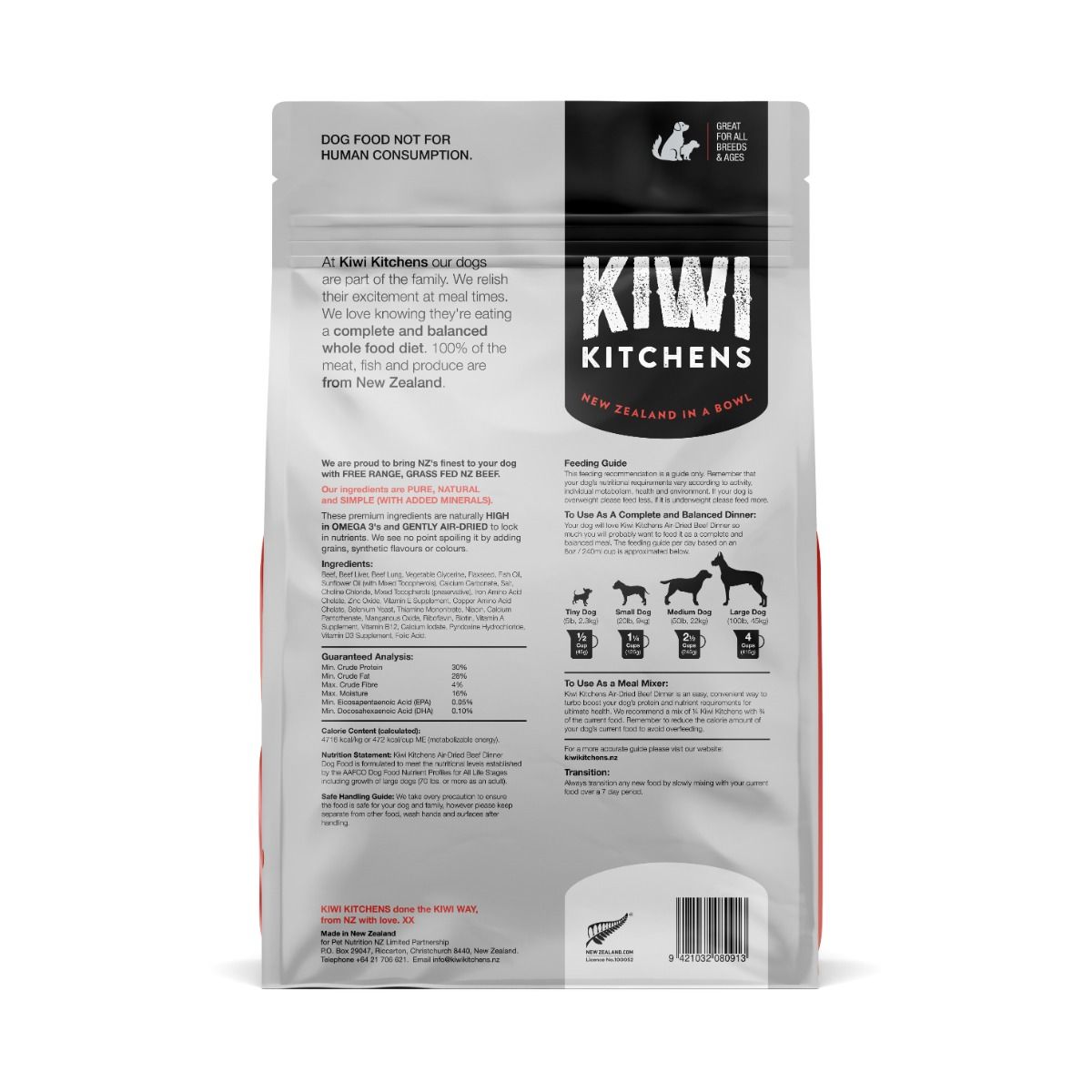 Kiwi Kitchens Air - Dried Beef Dinner Dry Dog Food - 2kg - Shopivet.com