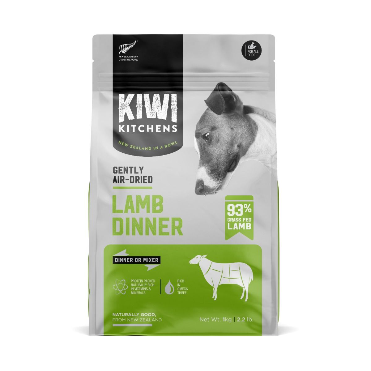 Kiwi Kitchens Air - Dried Lamb Dinner Dry Dog Food - 1kg - Shopivet.com