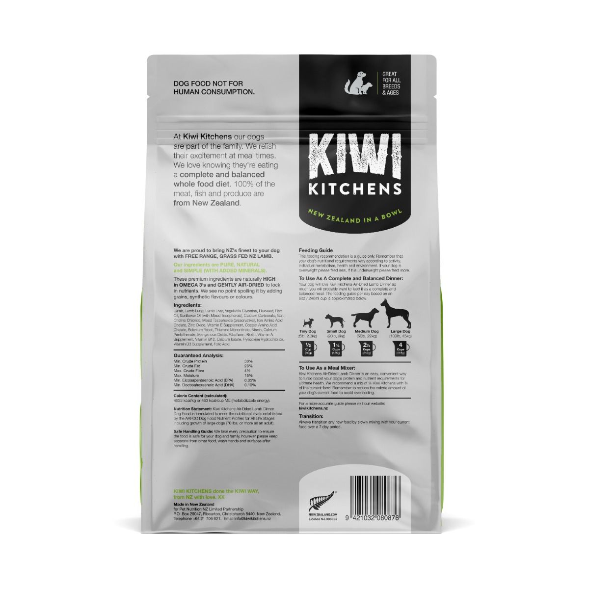 Kiwi Kitchens Air - Dried Lamb Dinner Dry Dog Food - 1kg - Shopivet.com