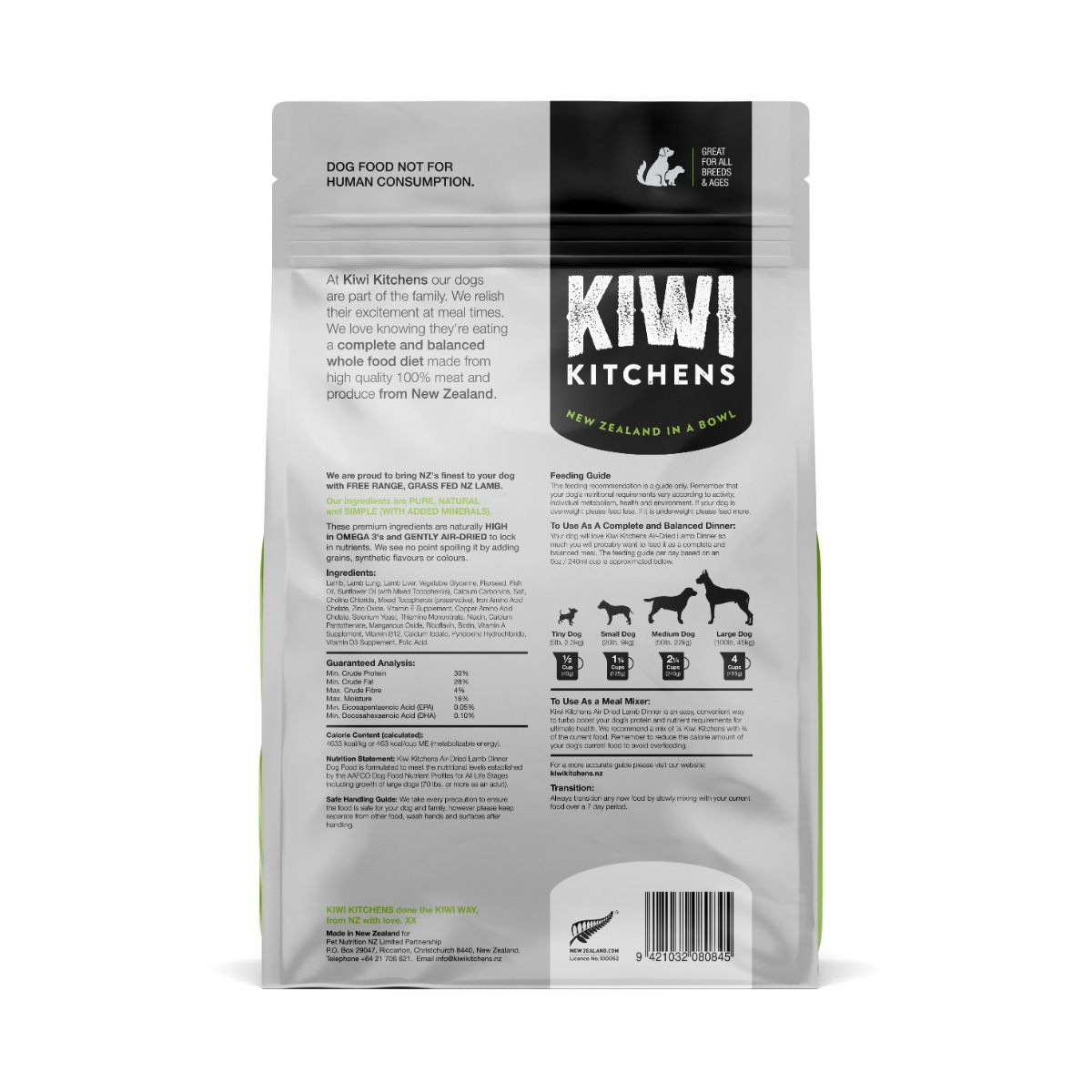 Kiwi Kitchens Air - Dried Lamb Dinner Dry Dog Food - 500g - Shopivet.com