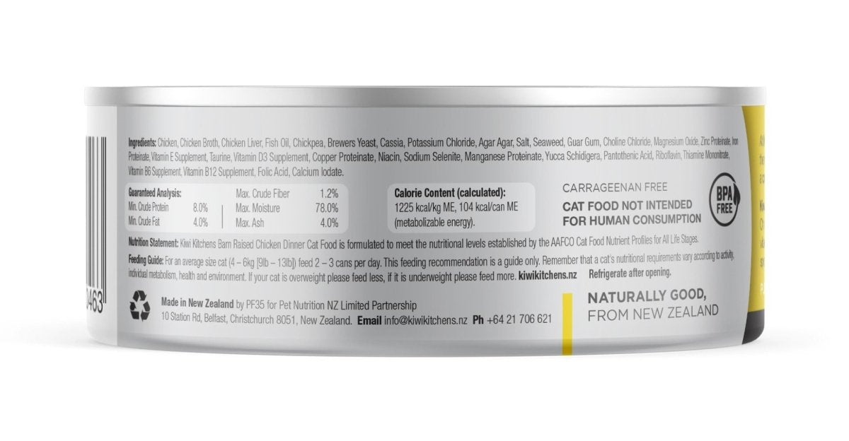 Kiwi Kitchens Barn Raised Chicken Dinner Canned Wet Cat Food - 170g - Shopivet.com