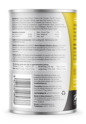 Kiwi Kitchens Barn Raised Chicken Dinner Canned Wet Dog Food - 375g - Shopivet.com