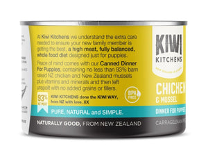 Kiwi Kitchens Barn Raised Chicken & Mussel Dinner Canned Wet Puppy Food - 375g - Shopivet.com