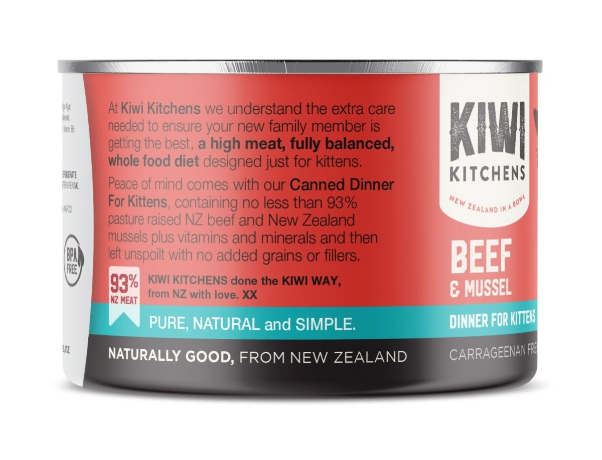 Kiwi Kitchens Beef & Mussel Dinner Canned Wet Kitten Food - 85g - Shopivet.com
