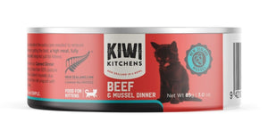 Kiwi Kitchens Beef & Mussel Dinner Canned Wet Kitten Food - 85g - Shopivet.com