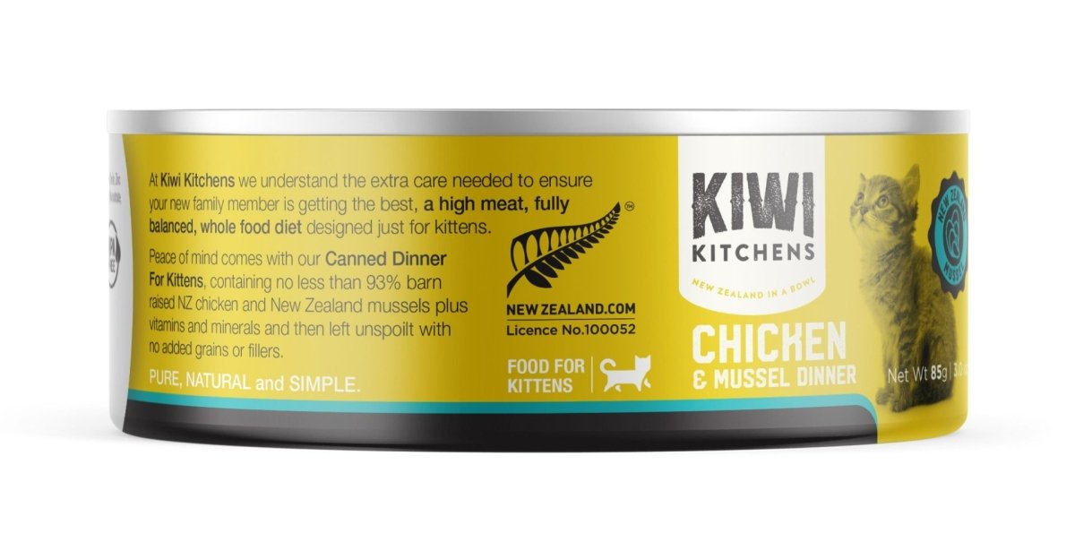 Kiwi Kitchens Chicken & Mussel Dinner Canned Wet Kitten Food - 85g - Shopivet.com