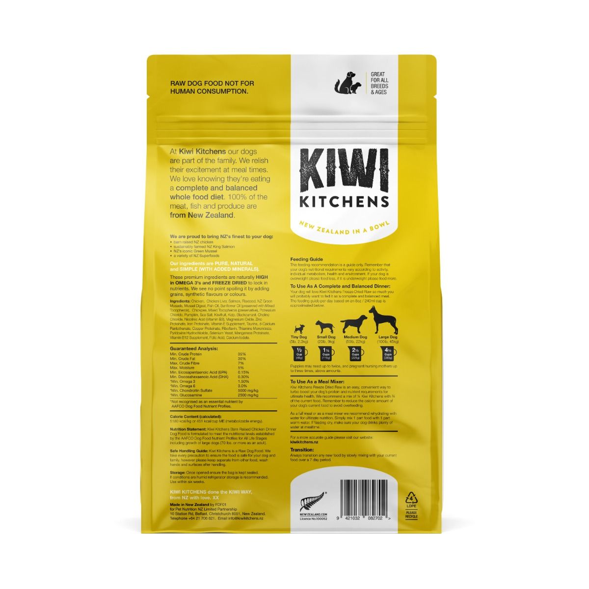 Kiwi Kitchens Freeze Dried Chicken Dry Dog Food - 900g - Shopivet.com