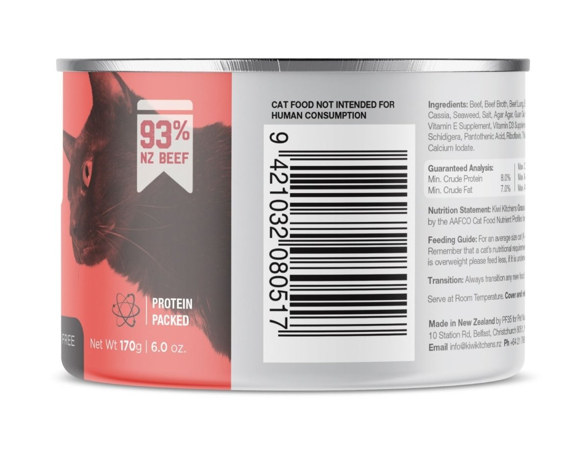 Kiwi Kitchens Grass Fed Beef Dinner Canned Wet Cat Food - 170g - Shopivet.com