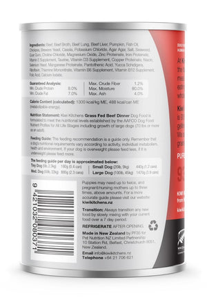 Kiwi Kitchens Grass Fed Beef Dinner Canned Wet Dog Food - 375g - Shopivet.com