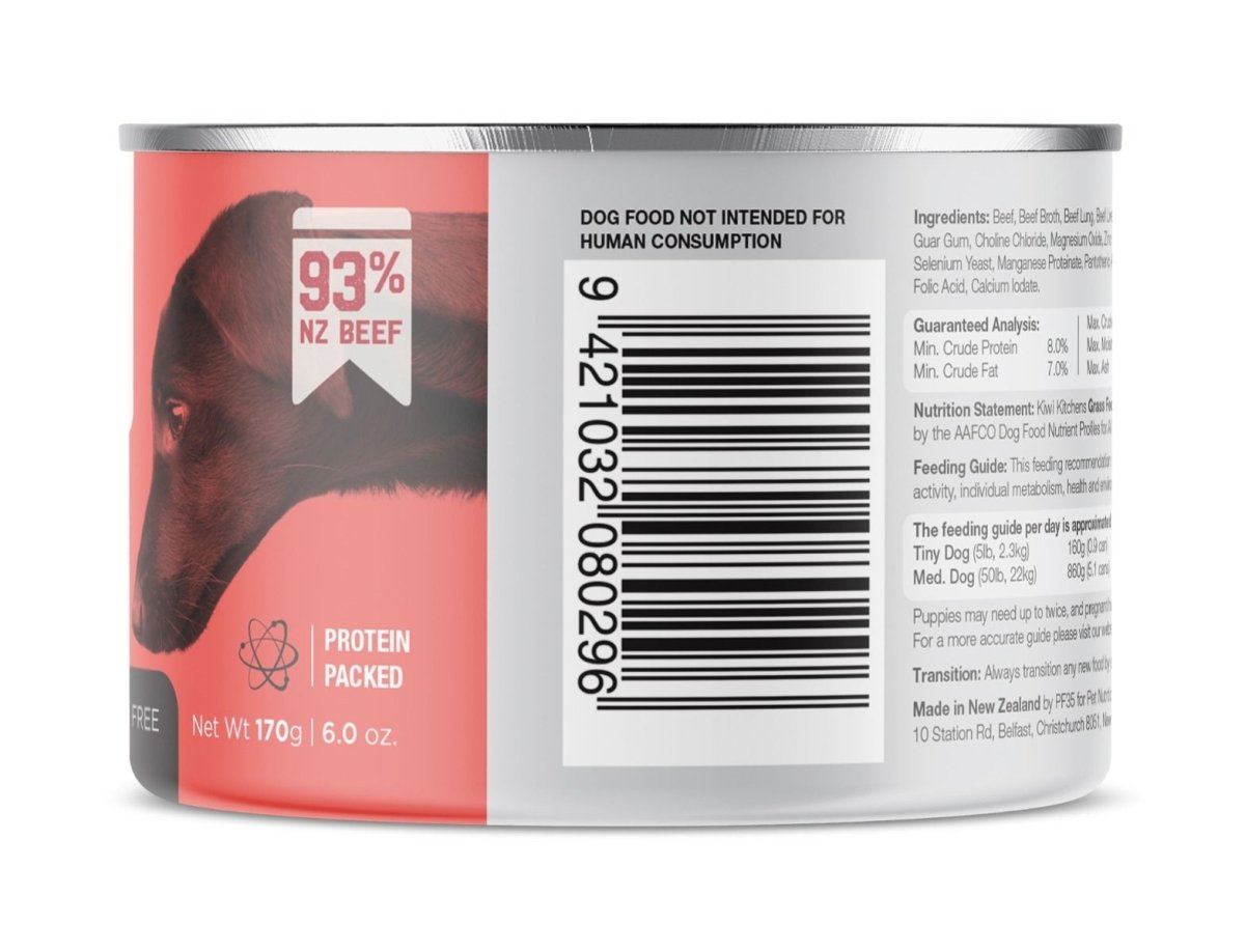 Kiwi Kitchens Grass Fed Beef Dinner Canned Wet Dog Food - 375g - Shopivet.com