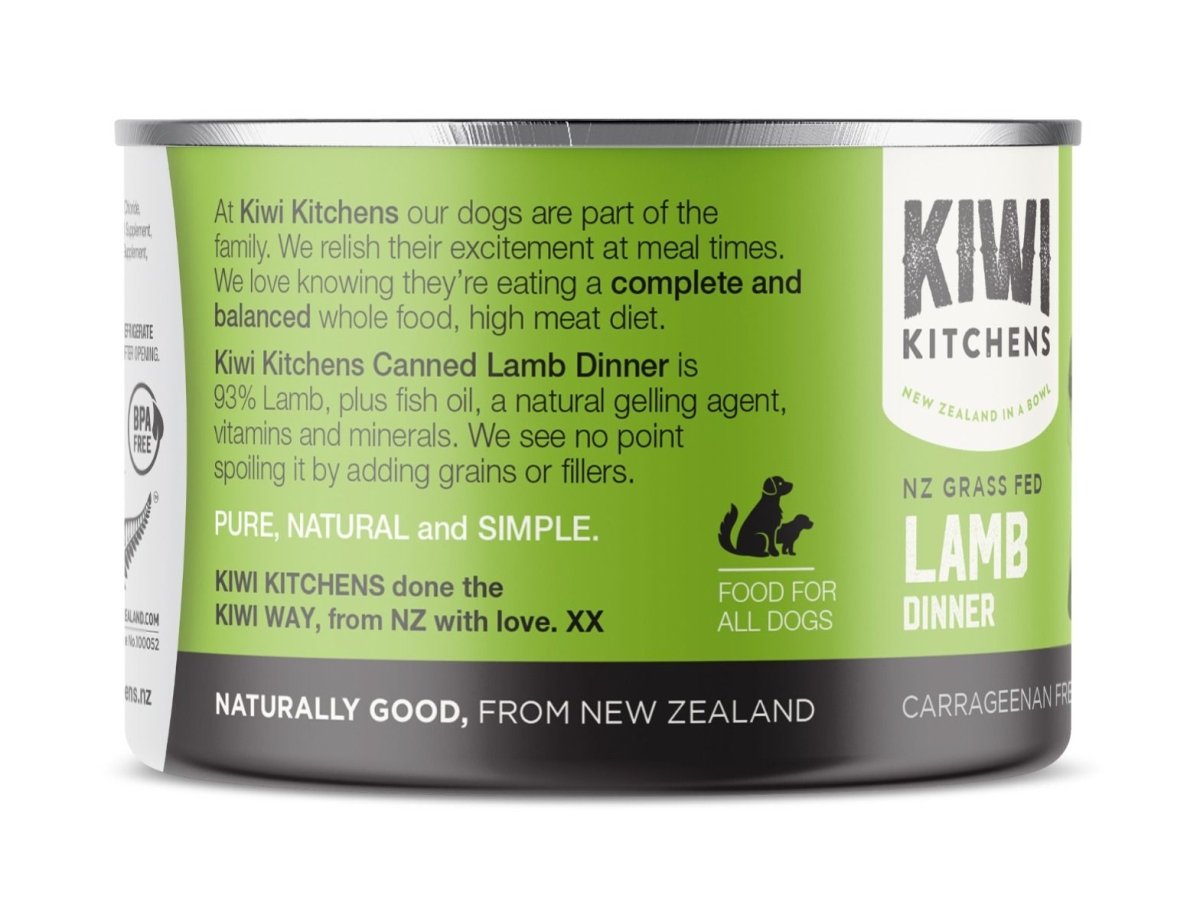 Kiwi Kitchens Grass Fed Lamb Dinner Canned Wet Dog Food - 170g - Shopivet.com