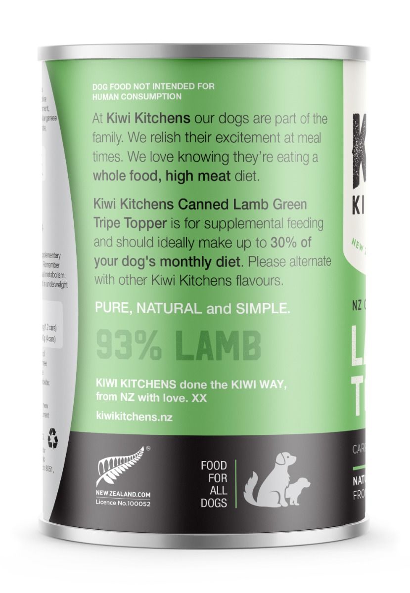 Kiwi Kitchens Grass Fed Lamb Green Tripe Topper for Supplemental Feeding Canned Wet Dog Food - 170g - Shopivet.com