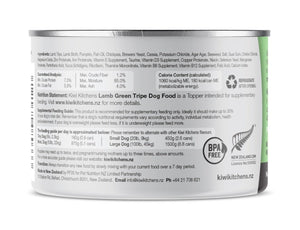 Kiwi Kitchens Grass Fed Lamb Green Tripe Topper for Supplemental Feeding Canned Wet Dog Food - 375g - Shopivet.com