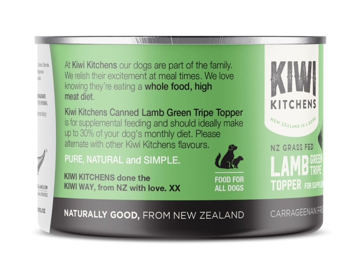 Kiwi Kitchens Grass Fed Lamb Green Tripe Topper for Supplemental Feeding Canned Wet Dog Food - 375g - Shopivet.com