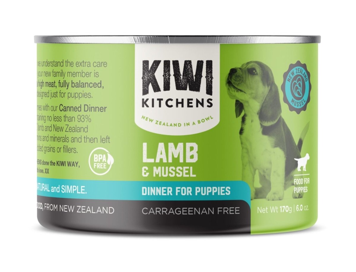 Kiwi Kitchens Grass Fed Lamb & Mussel Dinner Canned Wet Puppy Food - 170g - Shopivet.com