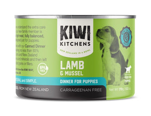 Kiwi Kitchens Grass Fed Lamb & Mussel Dinner Canned Wet Puppy Food - 170g - Shopivet.com