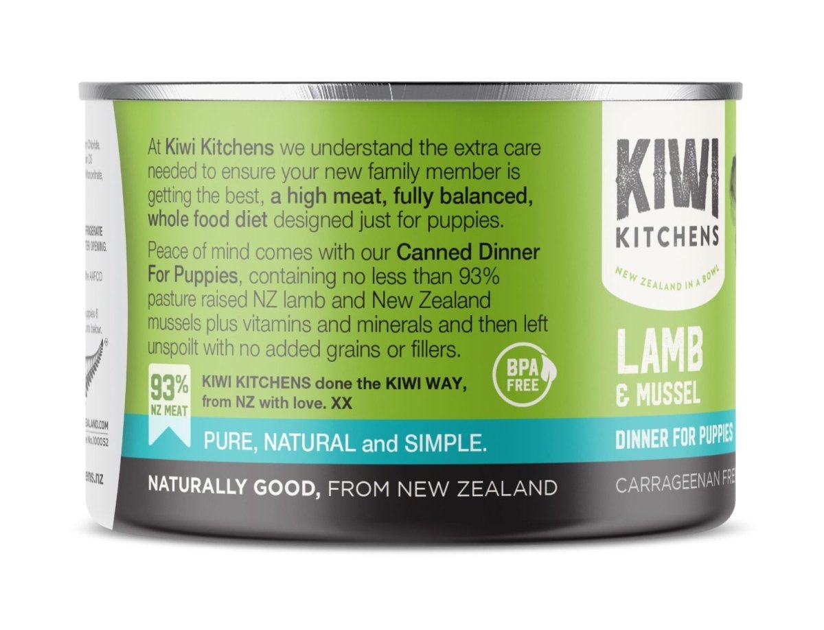 Kiwi Kitchens Grass Fed Lamb & Mussel Dinner Canned Wet Puppy Food - 170g - Shopivet.com