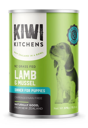 Kiwi Kitchens Grass Fed Lamb & Mussel Dinner Canned Wet Puppy Food - 375g - Shopivet.com