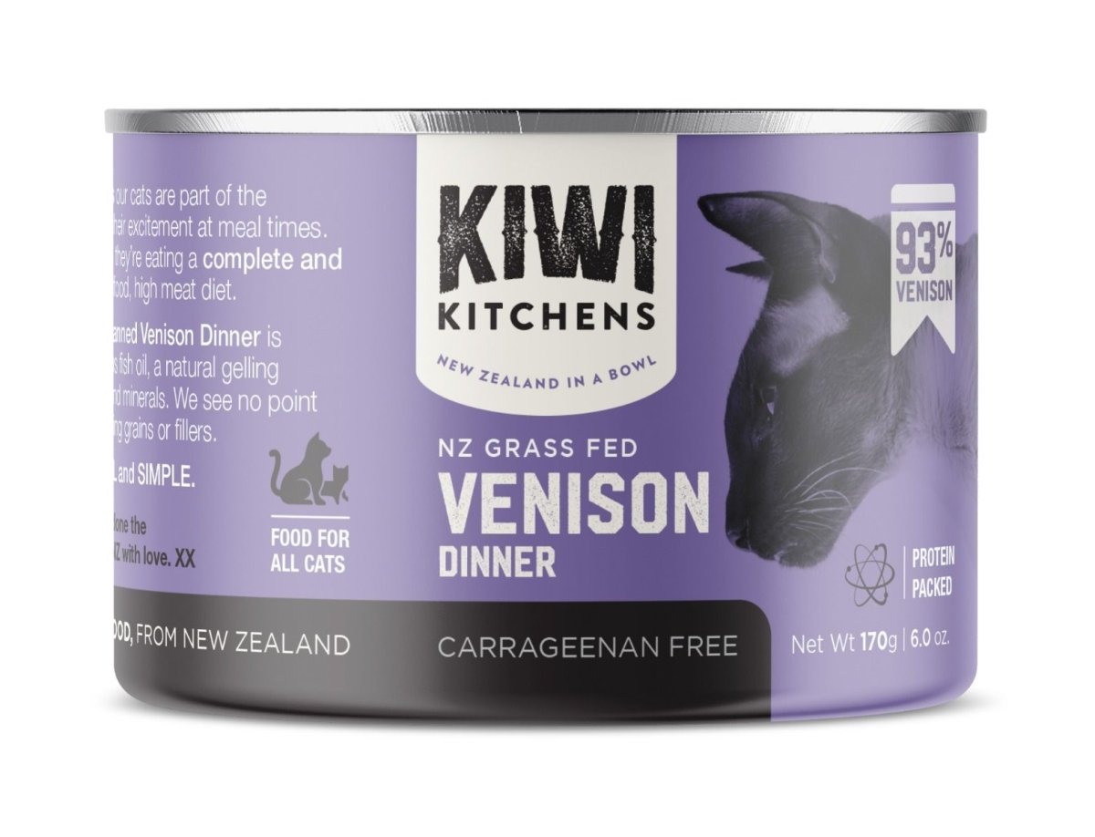 Kiwi Kitchens Grass Fed Venison Dinner Canned Wet Cat Food - 170g - Shopivet.com