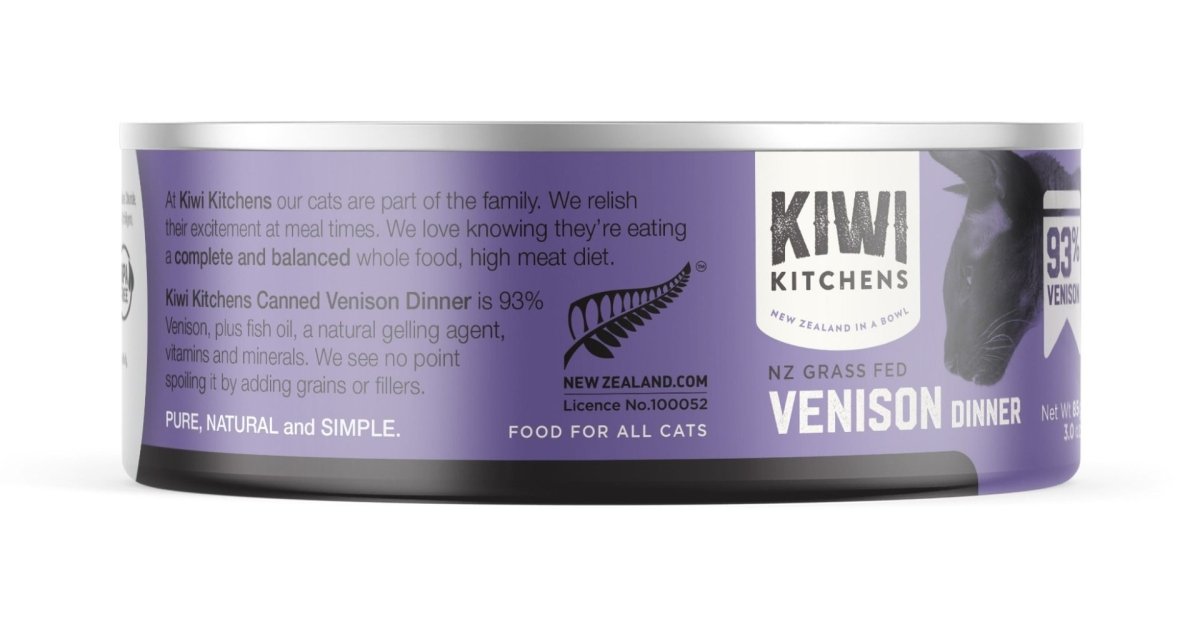 Kiwi Kitchens Grass Fed Venison Dinner Canned Wet Cat Food - 85g - Shopivet.com