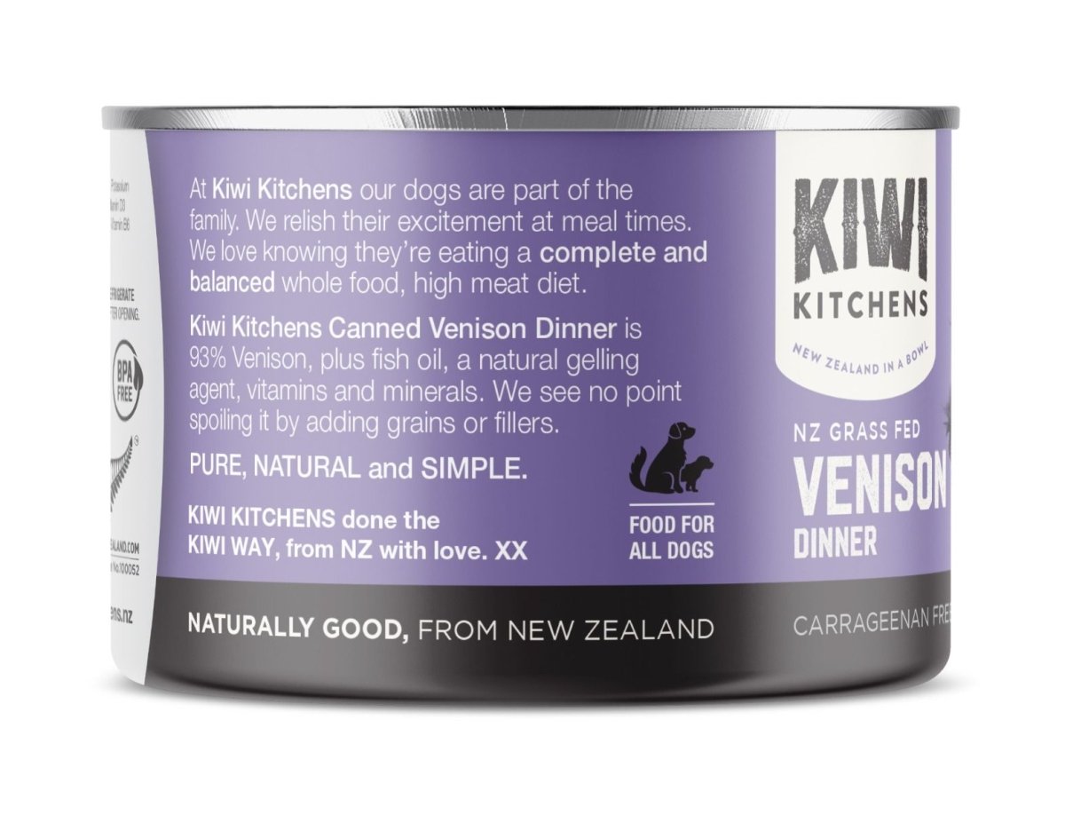Kiwi Kitchens Grass Fed Venison Dinner Canned Wet Dog Food - 170g - Shopivet.com