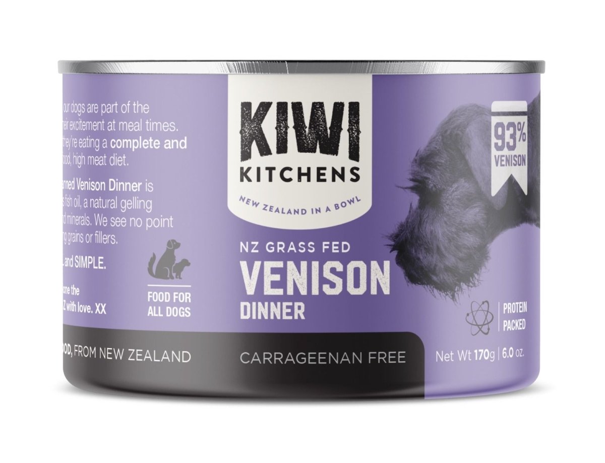 Kiwi Kitchens Grass Fed Venison Dinner Canned Wet Dog Food - 170g - Shopivet.com