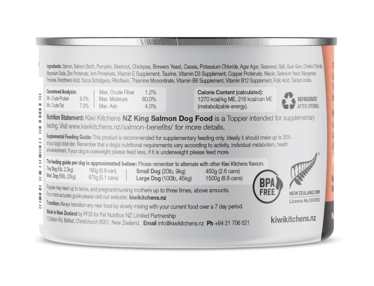 Kiwi Kitchens King Salmon Topper for Supplemental Feeding Canned Wet Dog Food - 170g - Shopivet.com