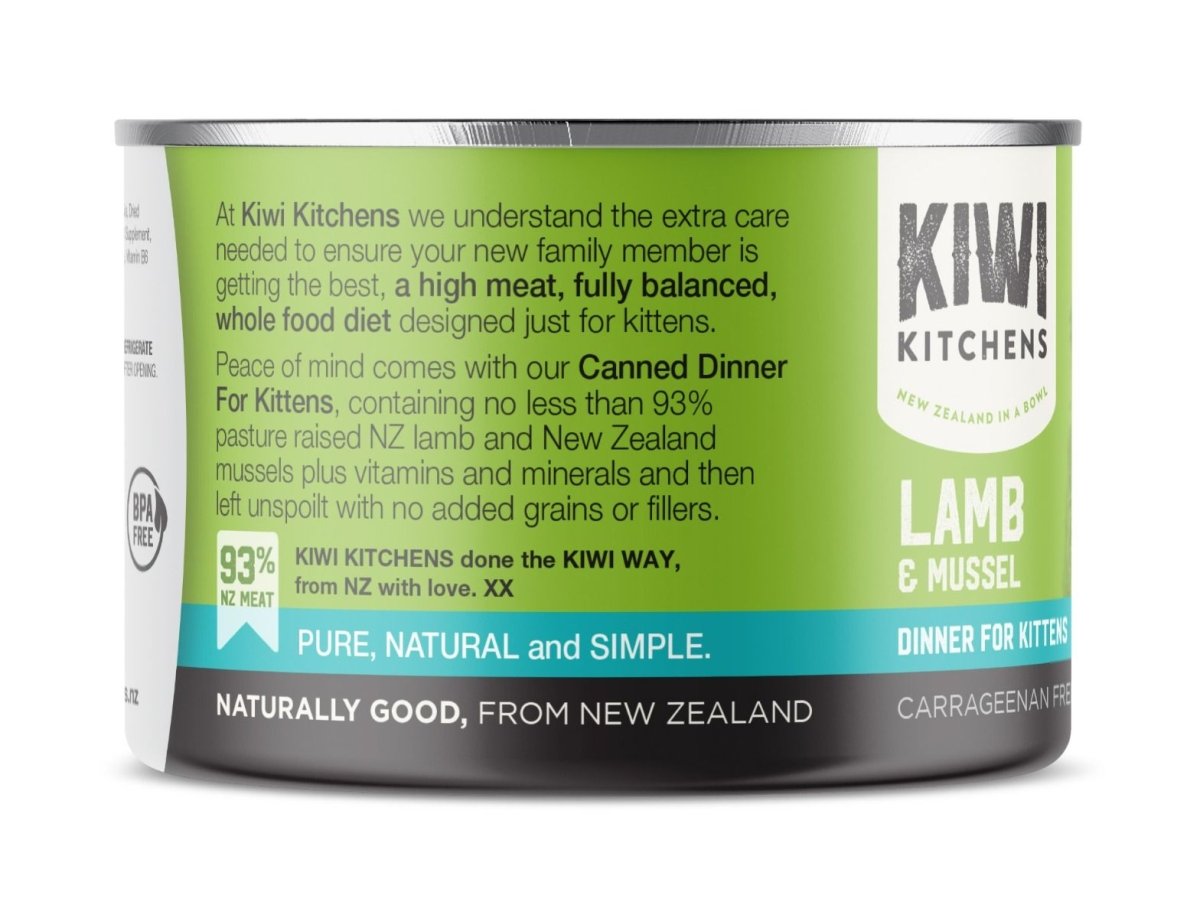 Kiwi Kitchens Lamb & Mussel Dinner Canned Wet Kitten Food - 170g - Shopivet.com