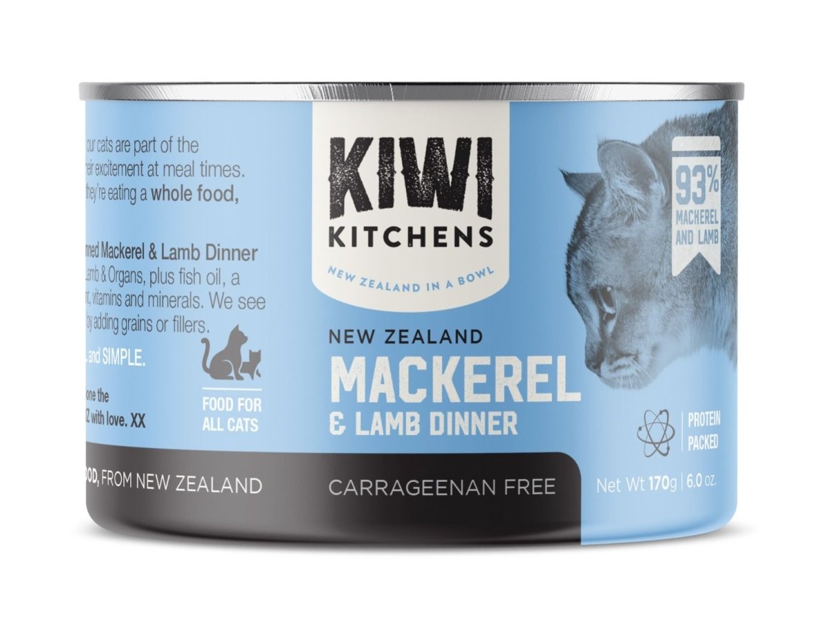 Kiwi Kitchens Mackerel & Lamb Dinner Canned Wet Cat Food - 170g - Shopivet.com