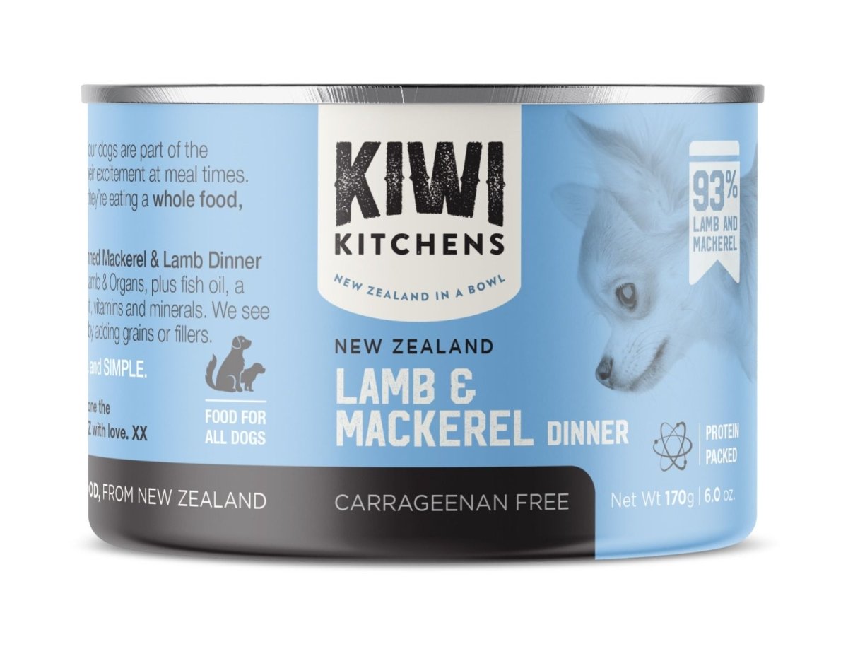 Kiwi Kitchens Mackerel & Lamb Dinner Canned Wet Dog Food - 170g - Shopivet.com