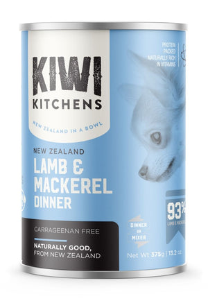 Kiwi Kitchens Mackerel & Lamb Dinner Canned Wet Dog Food - 375g - Shopivet.com