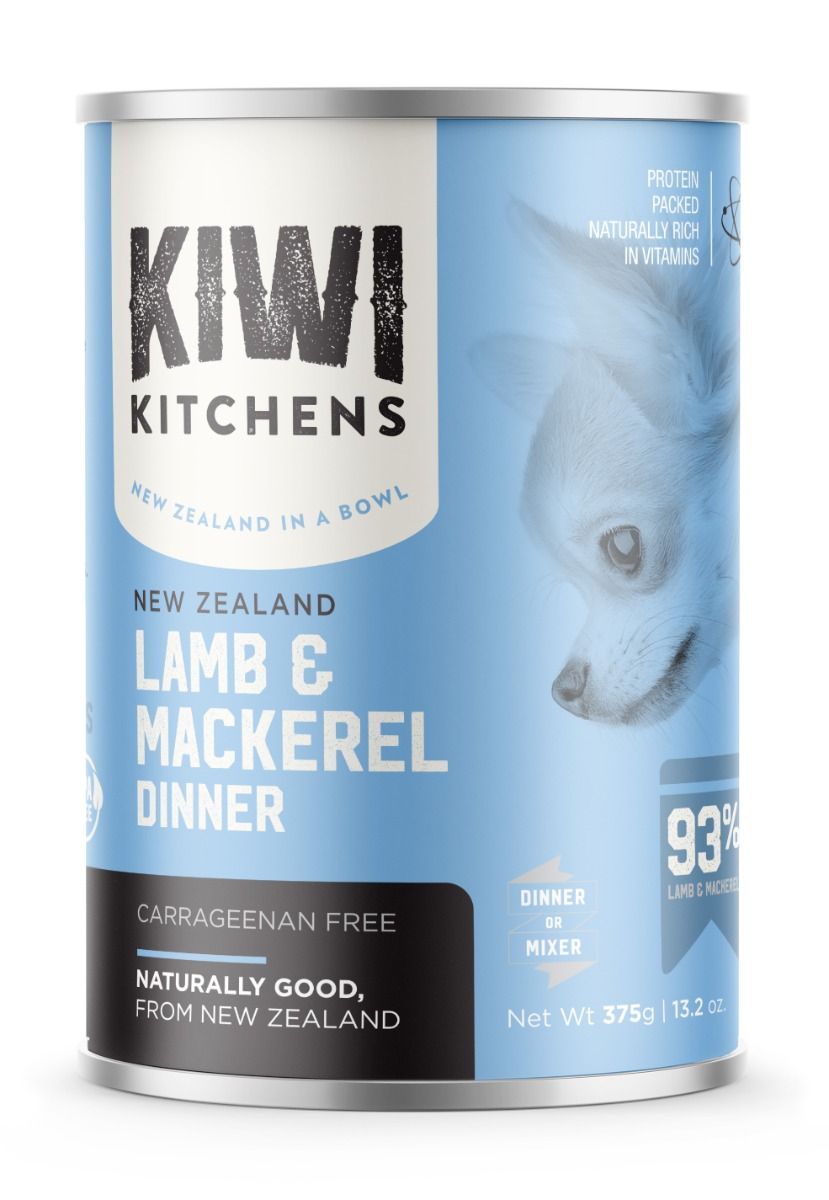 Kiwi Kitchens Mackerel & Lamb Dinner Canned Wet Dog Food - 375g - Shopivet.com