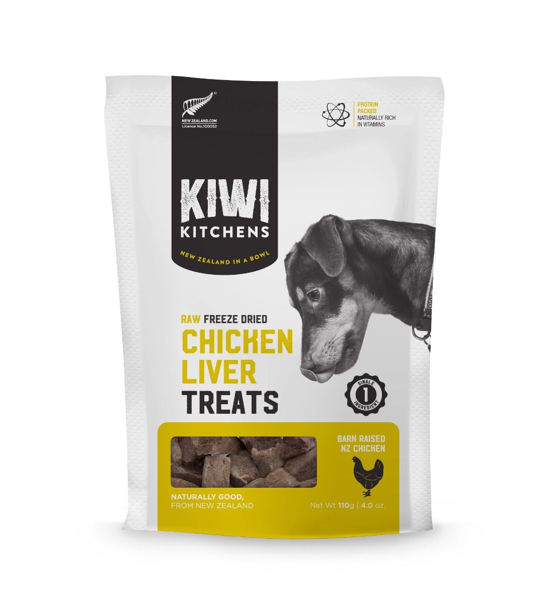 Kiwi Kitchens Raw Freeze Dried Chicken Liver Dog Treats - 110g - Shopivet.com