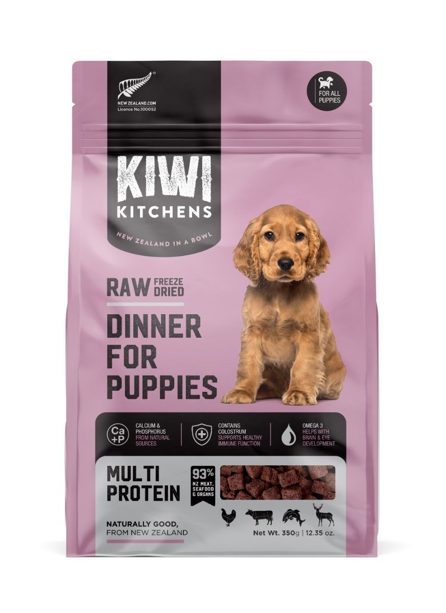 Kiwi Kitchens Raw Freeze Dried Dinner Multi Protein Dry Puppy Food - 350g - Shopivet.com
