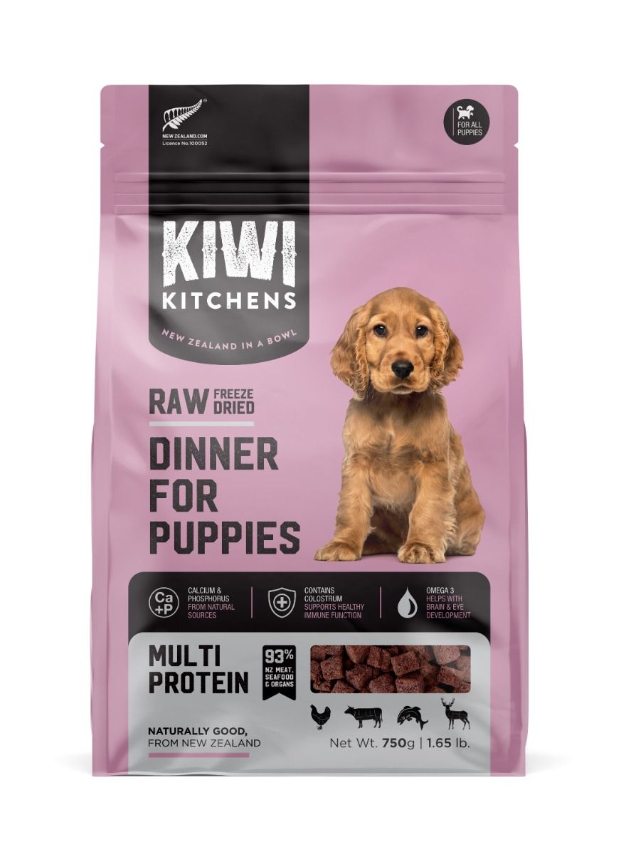 Kiwi Kitchens Raw Freeze Dried Dinner Multi Protein Dry Puppy Food - 350g - Shopivet.com