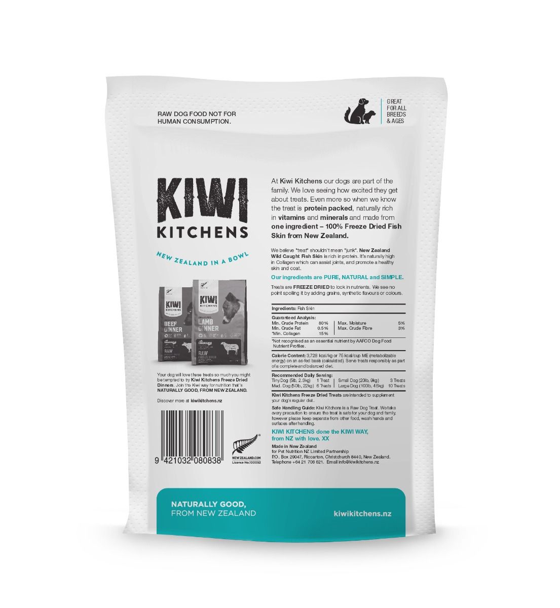 Kiwi Kitchens Raw Freeze Dried Fish Skin Dog Treats - 110g - Shopivet.com