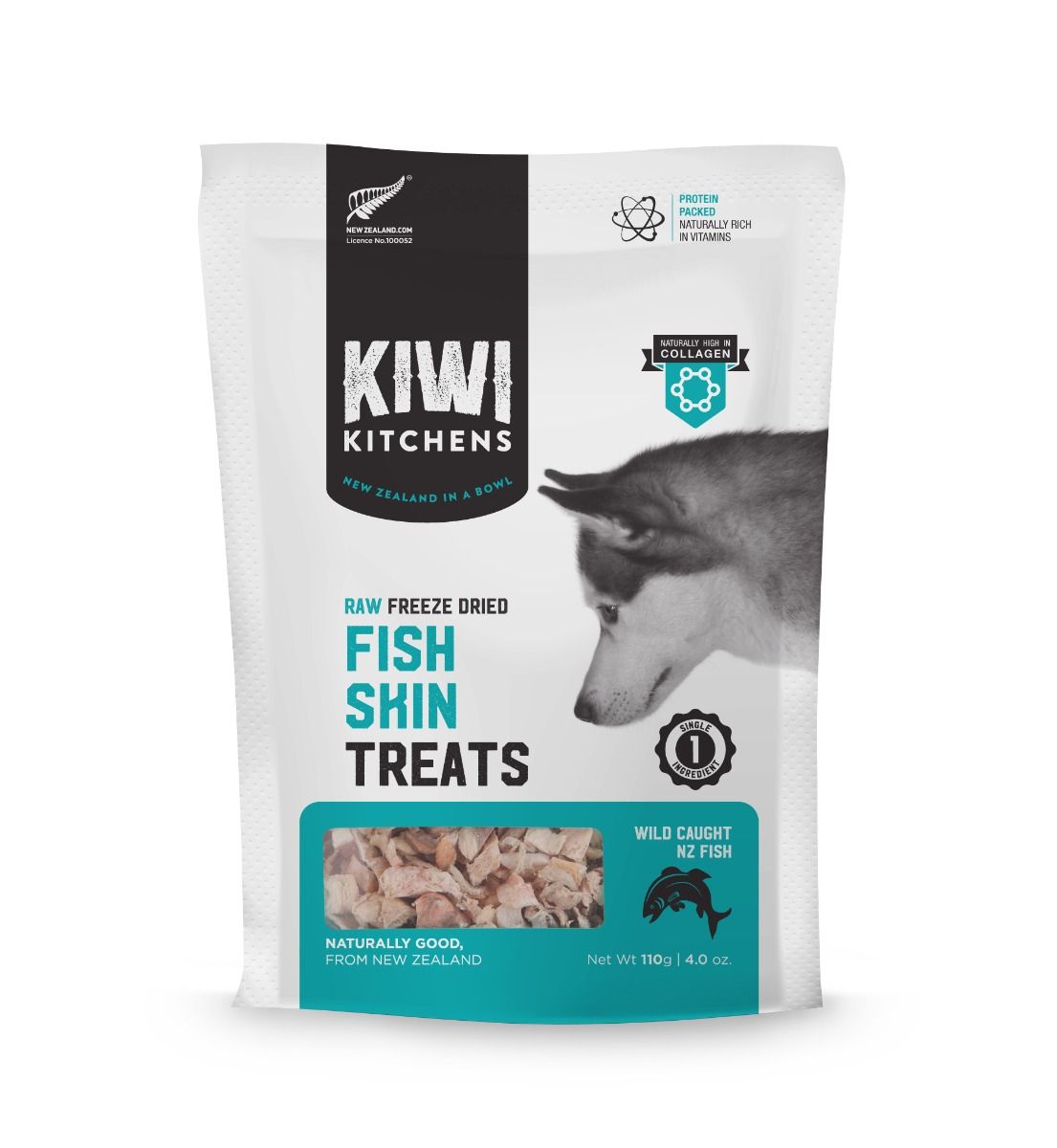 Kiwi Kitchens Raw Freeze Dried Fish Skin Dog Treats - 110g - Shopivet.com