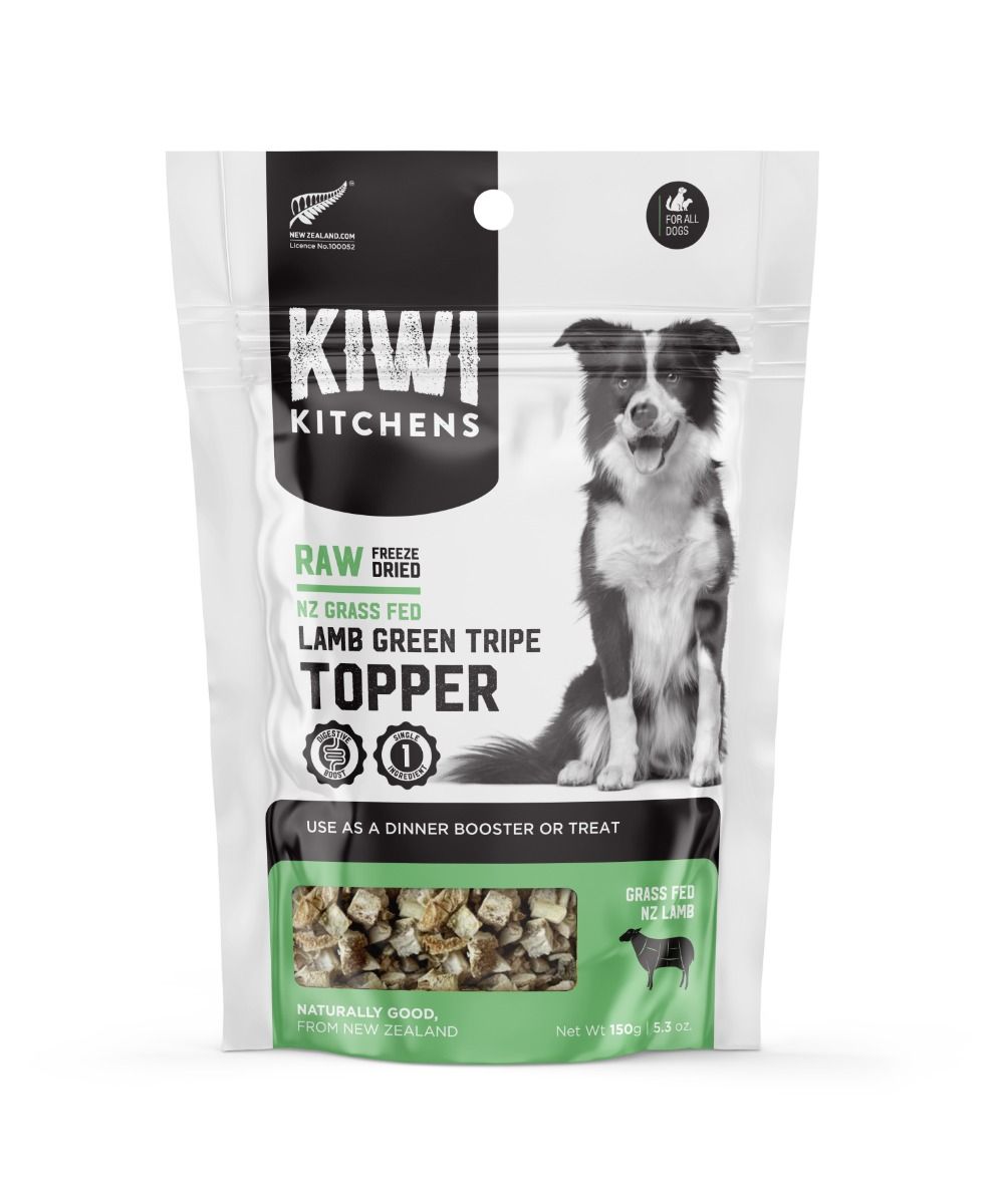 Kiwi Kitchens Raw Freeze Dried Grass Fed Lamb Green Tripe Topper Dog 150g - 150g - Shopivet.com