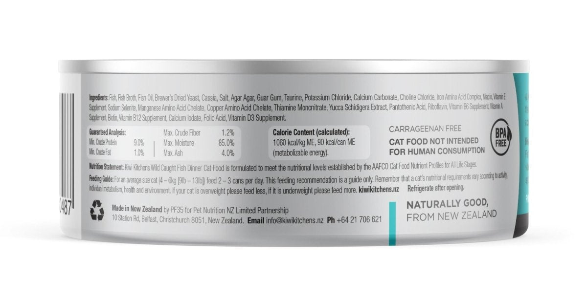 Kiwi Kitchens Wild Caught Fish Dinner Canned Wet Cat Food - 170g - Shopivet.com