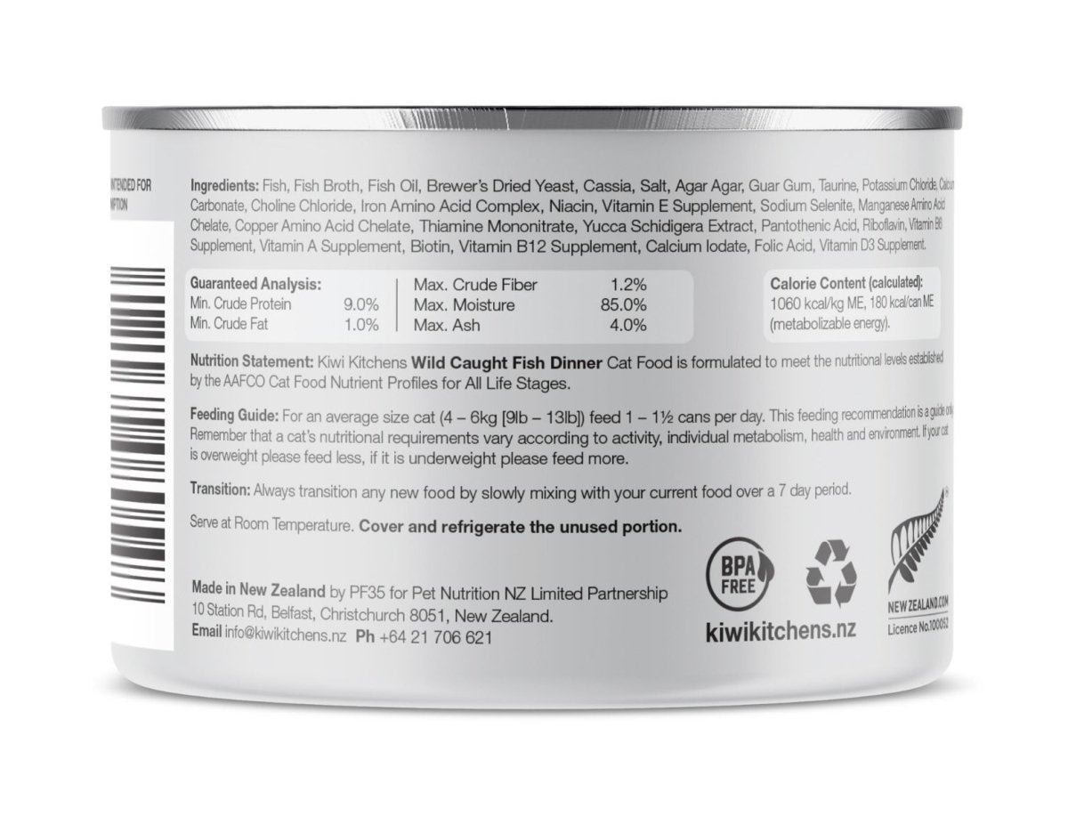 Kiwi Kitchens Wild Caught Fish Dinner Canned Wet Cat Food - 85g - Shopivet.com