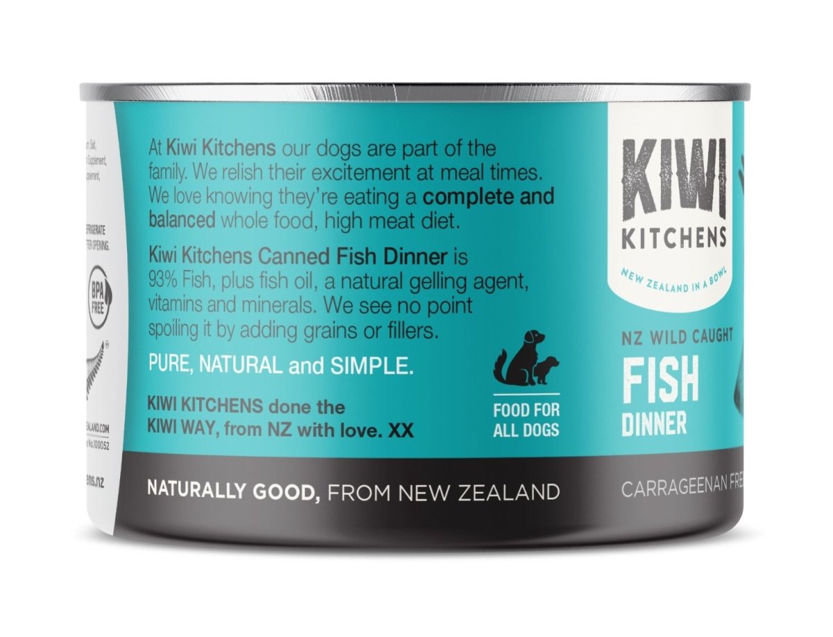 Kiwi Kitchens Wild Caught Fish Dinner Canned Wet Dog Food - 375g - Shopivet.com