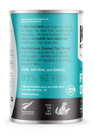 Kiwi Kitchens Wild Caught Fish Dinner Canned Wet Dog Food - 375g - Shopivet.com