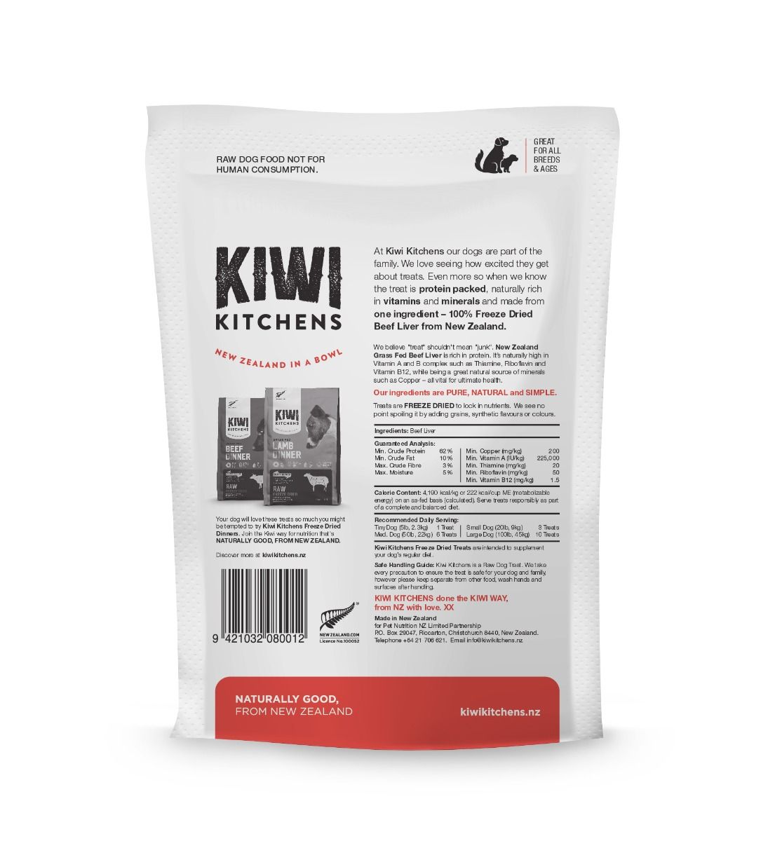 Kiwi Kitchens Raw Freeze Beef Liver Dog Treats - 110g