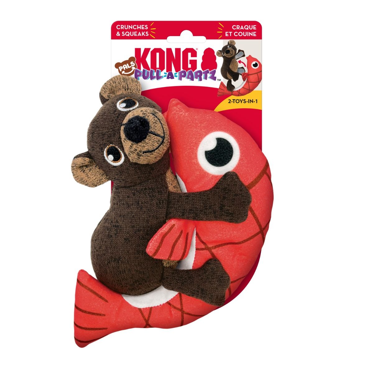 Kong Pull - A - Partz Pals Bear Squeaker Dog Toy - Medium - Shopivet.com