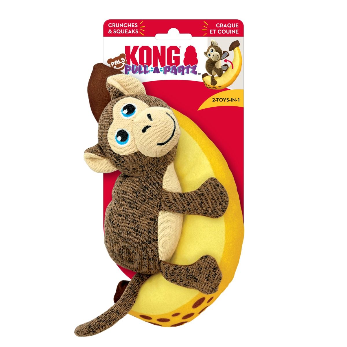 Kong Pull - A - Partz Pals Monkey Squeaker Dog Toy - Medium - Shopivet.com