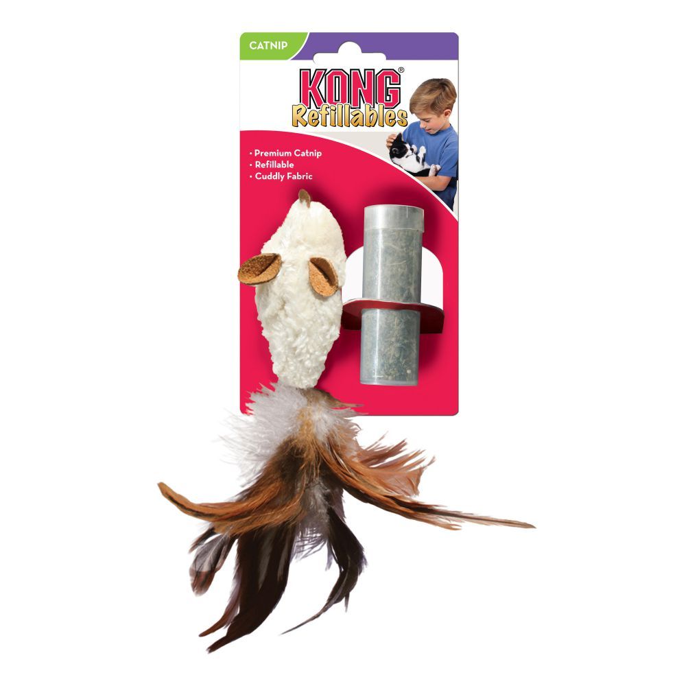 Kong Refillables Catnip Feather Mouse Cat Toy - Shopivet.com