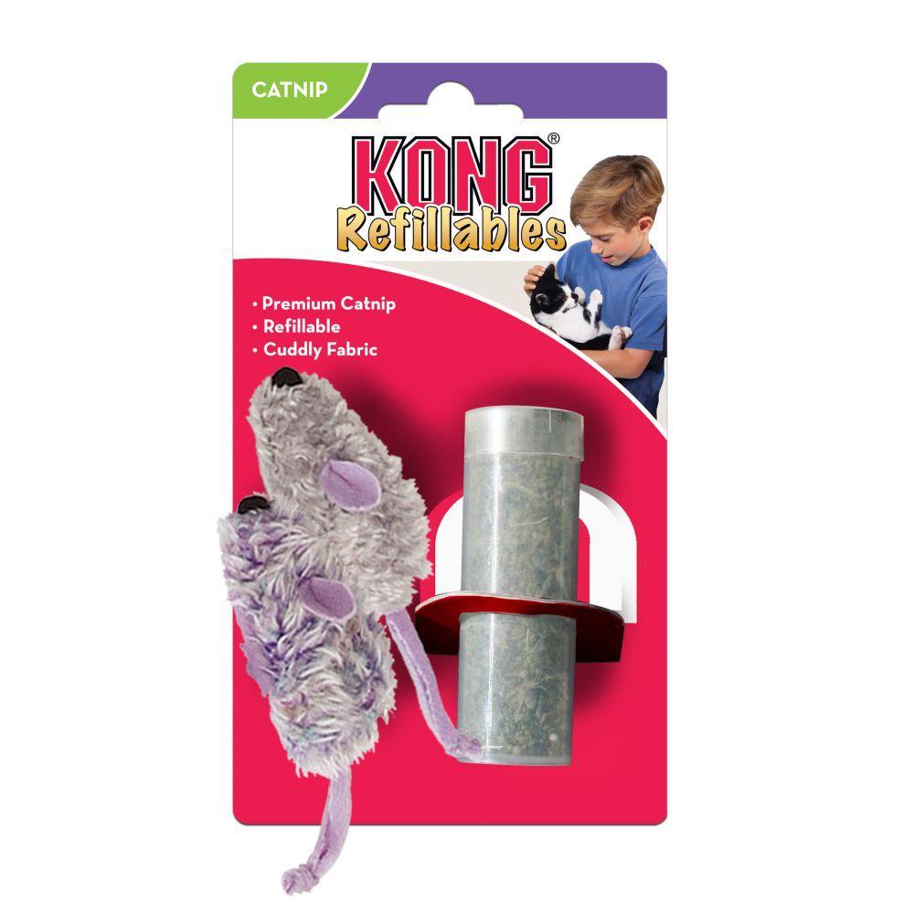 Kong Refillables Catnip Purple & Frosty Grey Mouse Cat Toy - Shopivet.com