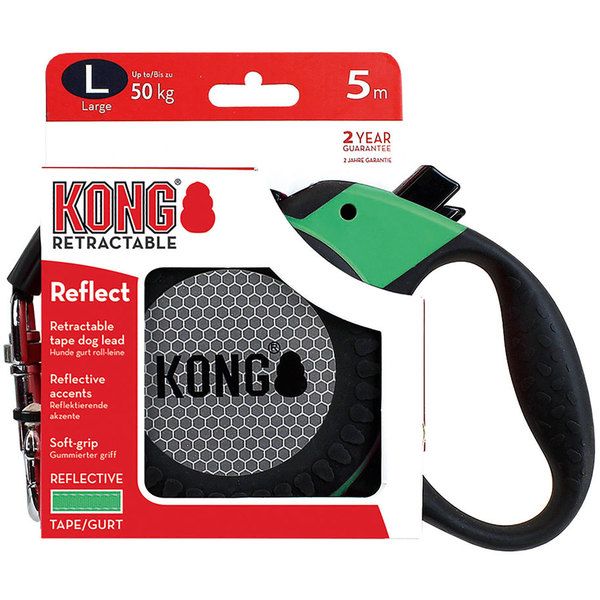 Kong Retractable Reflect Dog Leash - GREEN LARGE - Shopivet.com