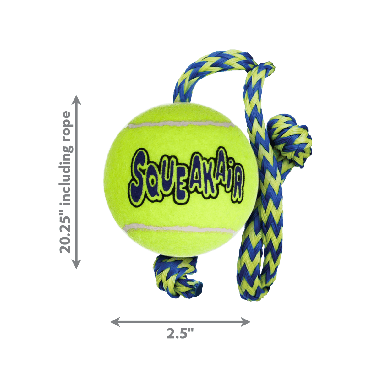 Kong SqueakAir Ball w/ Rope Dog Toy - Medium - Shopivet.com