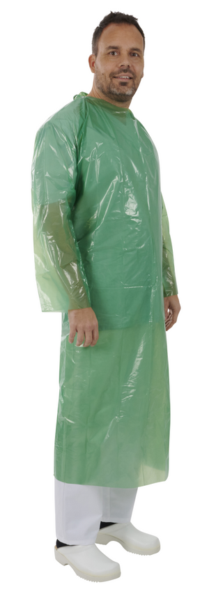 KRUTEX disposable coat green, non-sterile, 25/pk